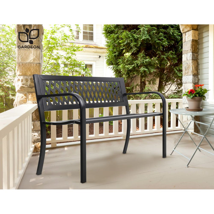 Gardeon Cast Iron Modern Garden Bench - Black