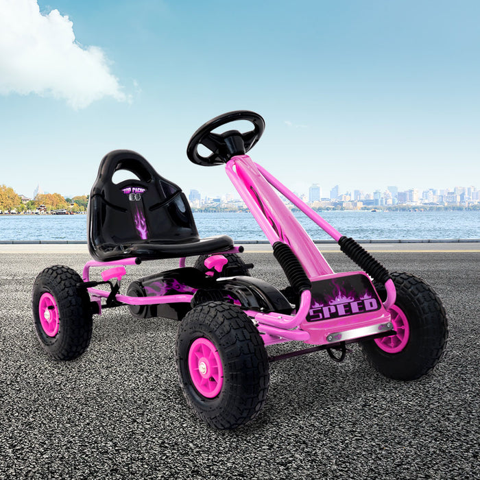 Rigo Kids Pedal Go Kart Car Ride On Toys Racing Bike Rubber Tyre Adjustable Seat