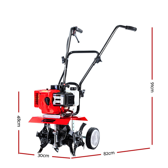 Giantz 65CC Garden Cultivator Tiller Petrol Rotary Hoe 16 Tines Rototiller