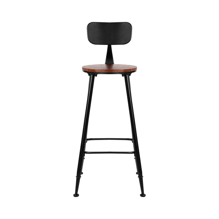 Set of 2 Artiss Bar Stools Pinewood Metal - Black and Wood