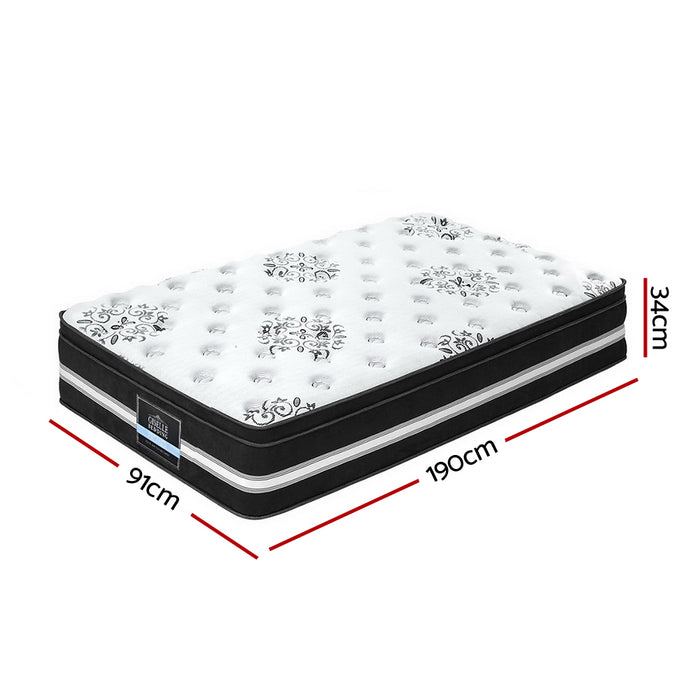 Giselle Bedding Donegal Euro Top Cool Gel Pocket Spring Mattress 34cm Thick – Single