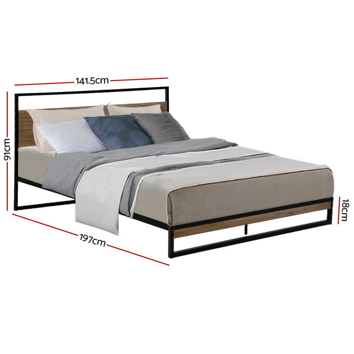 Metal Bed Frame Double Size Mattress Base Platform Foundation Black Dane