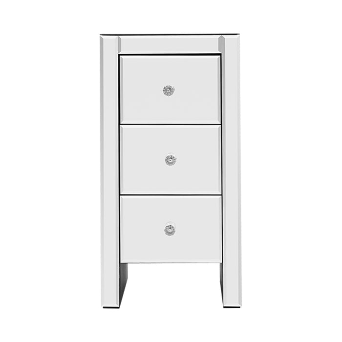 Artiss Mirrored Bedside table Drawers Furniture Mirror Glass Quenn Silver