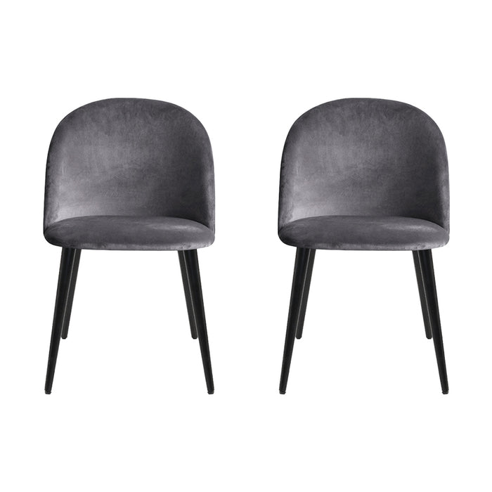 Artiss Set of 2 Velvet Modern Dining Chair - Dark Grey