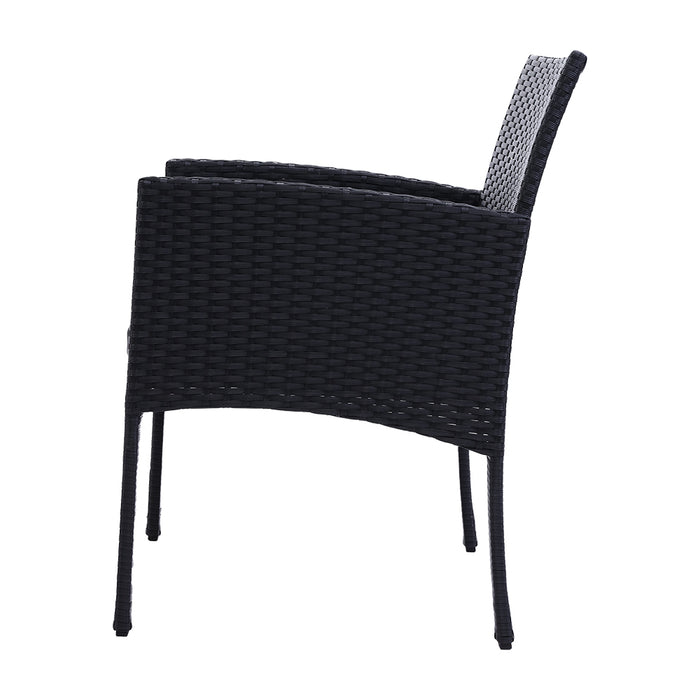 Set of 2 Outdoor Bistro Chairs Patio Furniture Dining Chair Wicker Garden Cushion Gardeon