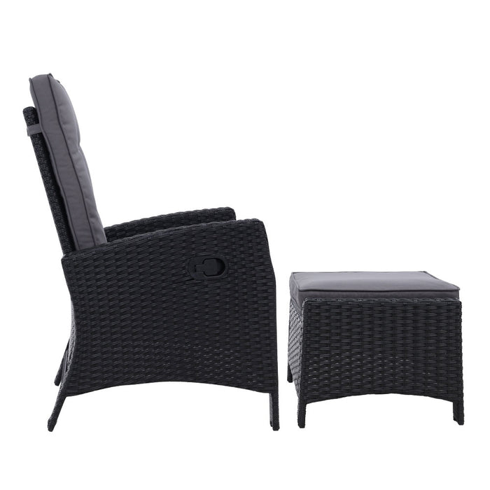 Set of 2 Sun lounge Recliner Chair Wicker Lounger Sofa Day Bed Outdoor Chairs Patio Furniture Garden Cushion Ottoman Gardeon