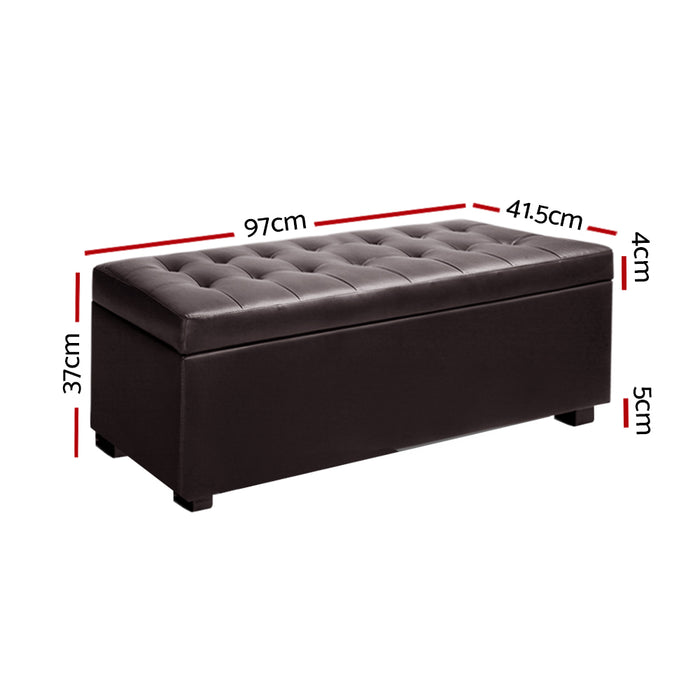 Artiss PU Leather Storage Ottoman - Brown