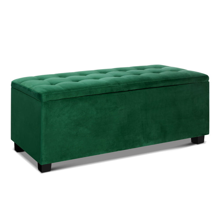 Artiss Storage Ottoman Blanket Box Velvet Foot Stool Rest Chest Couch Toy Green