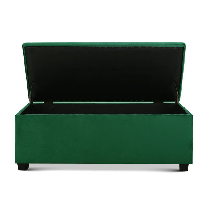 Artiss Storage Ottoman Blanket Box Velvet Foot Stool Rest Chest Couch Toy Green