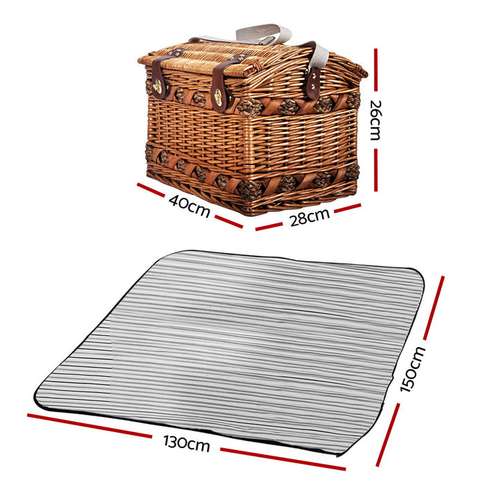 Alfresco 4 Person Picnic Basket Baskets Deluxe Outdoor Corporate Blanket Park