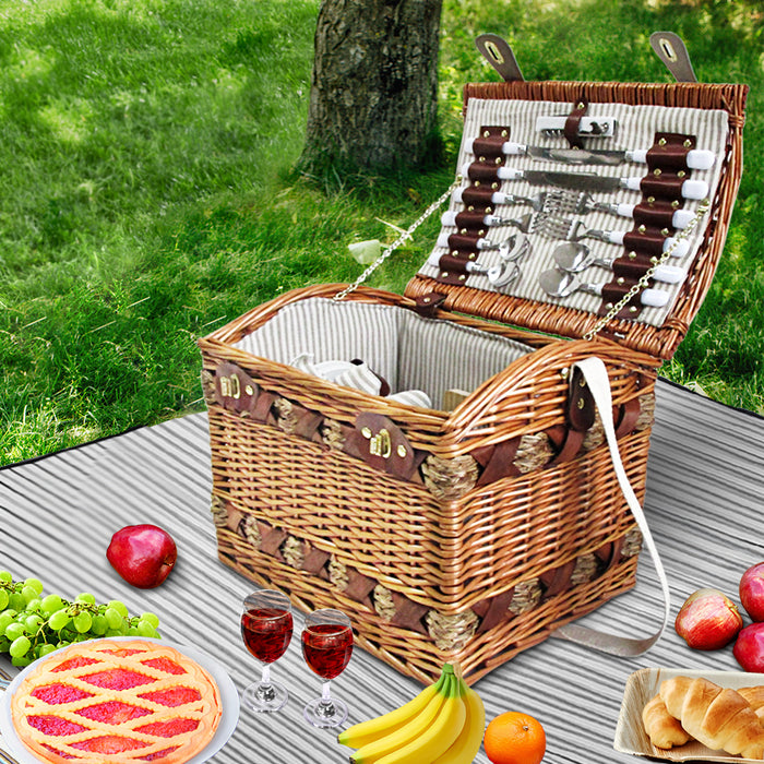 Alfresco 4 Person Picnic Basket Baskets Deluxe Outdoor Corporate Blanket Park