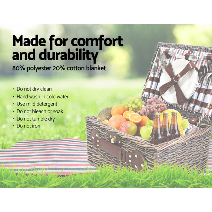 Alfresco 4 Person Picnic Basket Baskets Deluxe Outdoor Corporate Gift Blanket