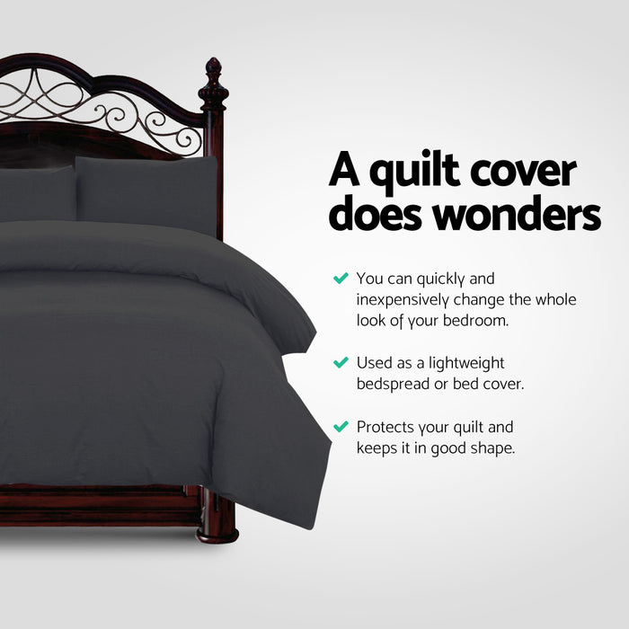 Giselle Bedding Queen Size Classic Quilt Cover Set - Black