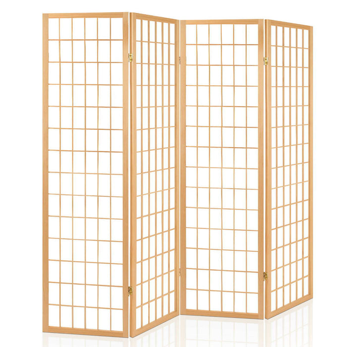 Artiss 4 Panel Wooden Room Divider - Natural