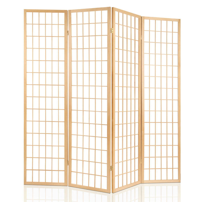 Artiss 4 Panel Wooden Room Divider - Natural