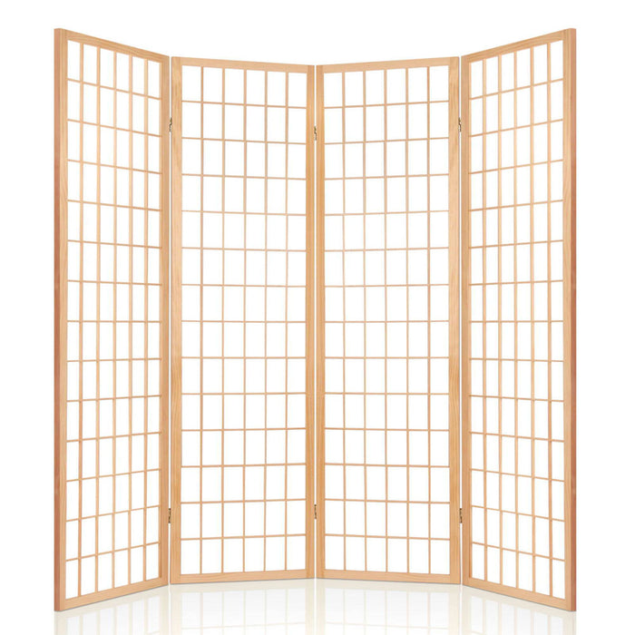 Artiss 4 Panel Wooden Room Divider - Natural