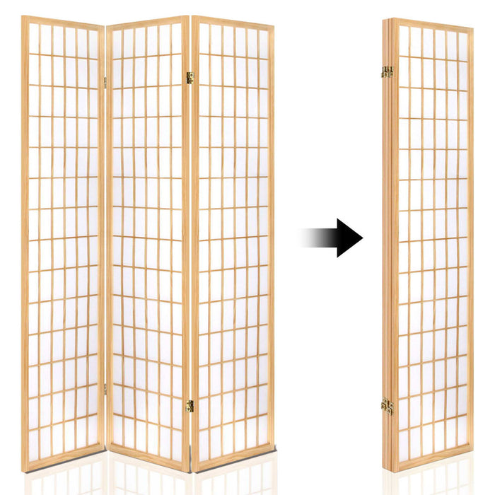 Artiss 4 Panel Wooden Room Divider - Natural