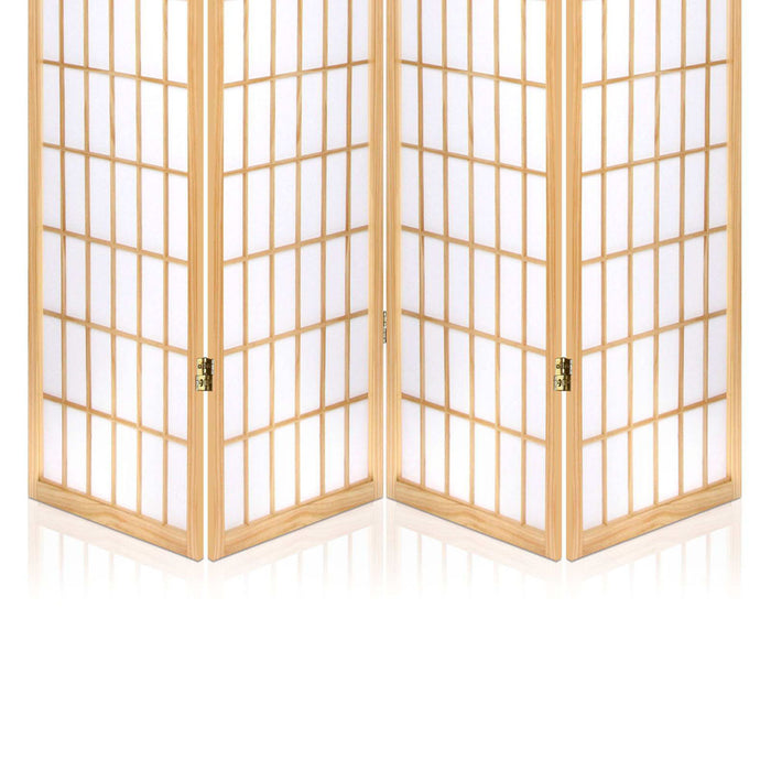 Artiss 4 Panel Wooden Room Divider - Natural