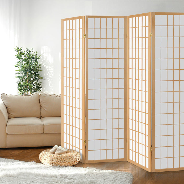 Artiss 4 Panel Wooden Room Divider - Natural