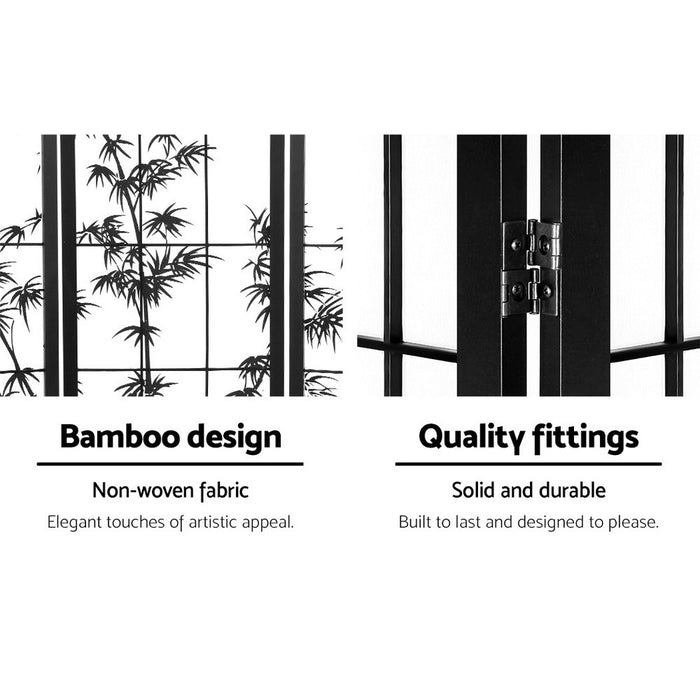 Artiss 4 Panel Room Divider Screen Privacy Dividers Pine Wood Stand Shoji Bamboo Black White