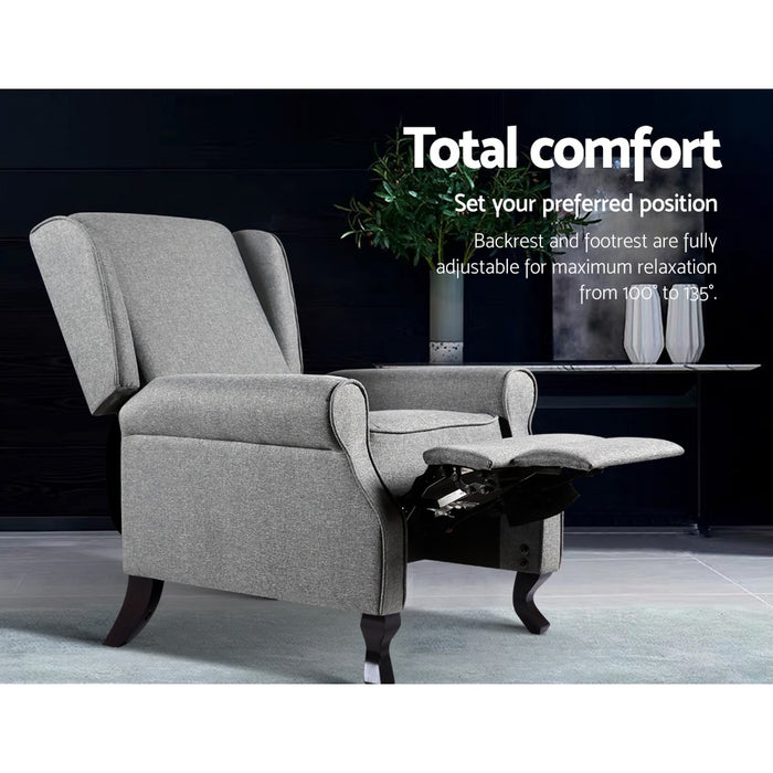 Artiss Recliner Chair Luxury Lounge Armchair Single Sofa Couch Fabric Grey