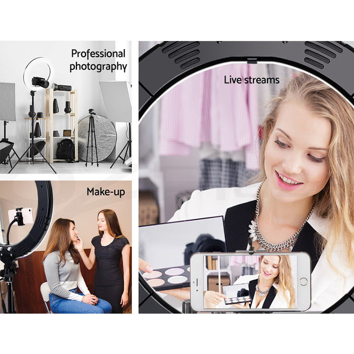 19" LED Ring Light 6500K 5800LM Dimmable Diva With Stand Make Up Studio Video