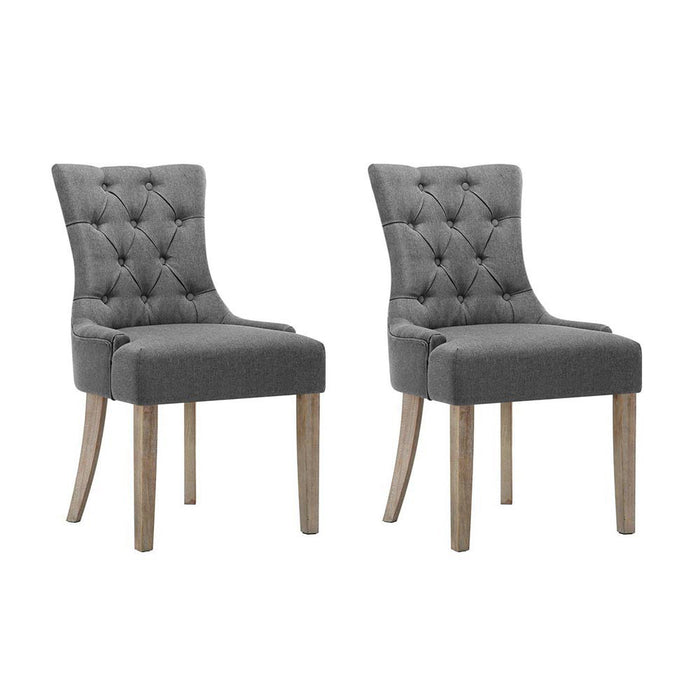 Artiss Set of 2 Dining Chair CAYES French Provincial Chairs Wooden Fabric Retro Cafe