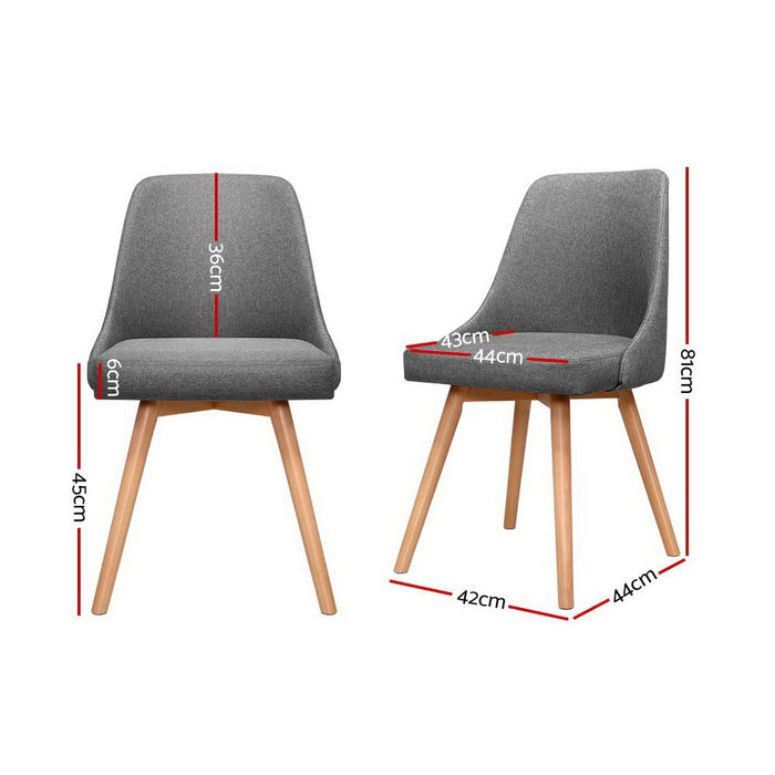 Artiss Set of 2 Replica Dining Chairs Beech Wooden Timber Chair Kitchen Fabric Grey