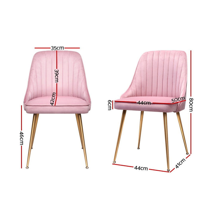 Artiss Set of 2 Dining Chairs Retro Chair Cafe Kitchen Modern Iron Legs Velvet Pink