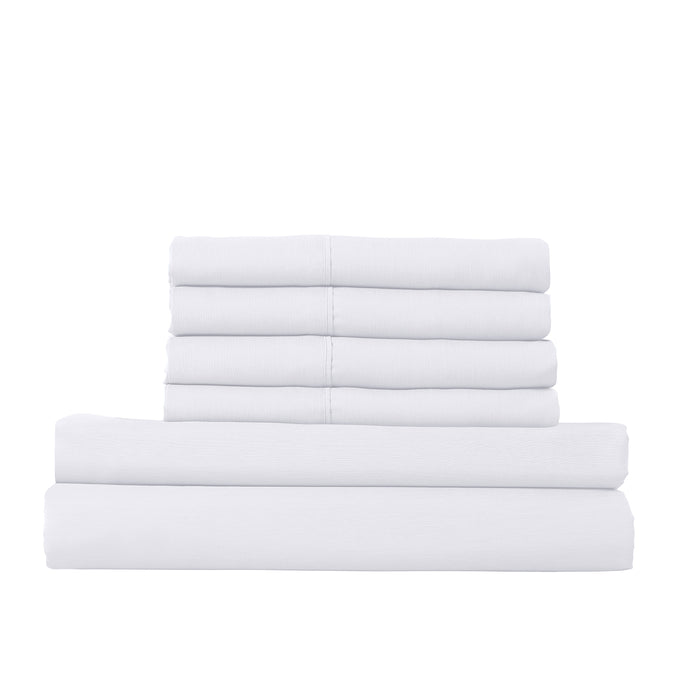 Royal Comfort 1500 Thread Count 6 Piece Cotton Rich Bedroom Collection Set Queen White