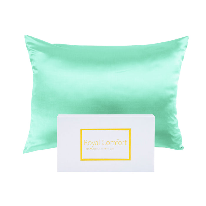 Royal Comfort Mulberry Soft Silk Hypoallergenic Pillowcase Twin Pack 51 x 76cm 51 x 76 cm Mint