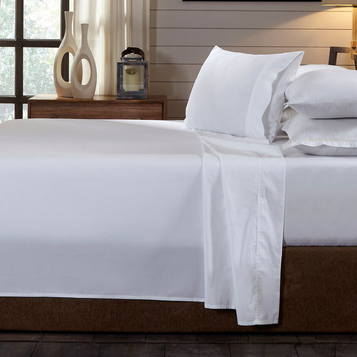 Royal Comfort 250TC Organic 100% Cotton Sheet Set 4 Piece Luxury Hotel Style Double White