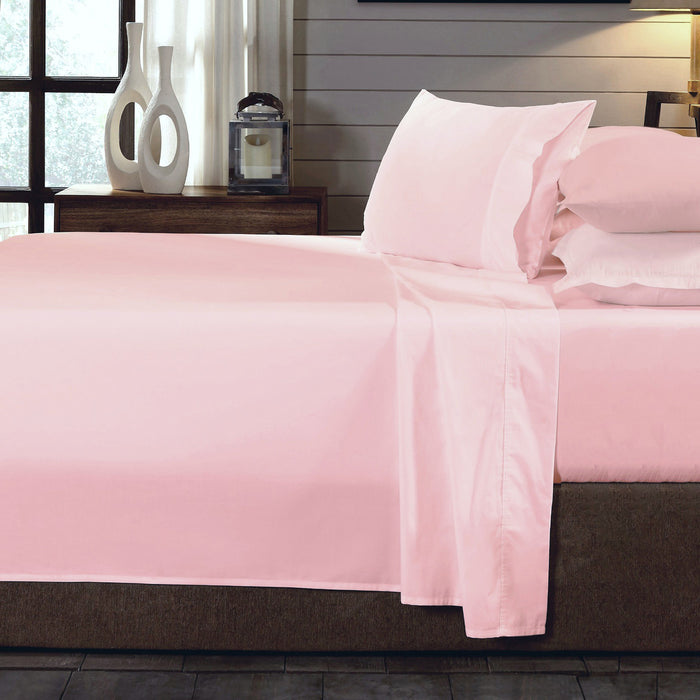 Royal Comfort 250TC Organic 100% Cotton Sheet Set 4 Piece Luxury Hotel Style Double Blush