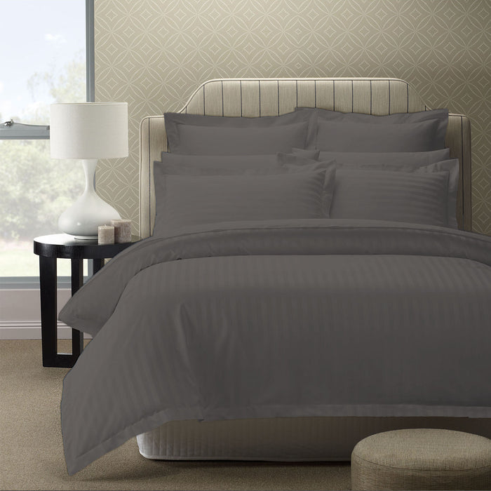 Royal Comfort 1200TC Quilt Cover Set Damask Cotton Blend Luxury Sateen Bedding King Charcoal Grey