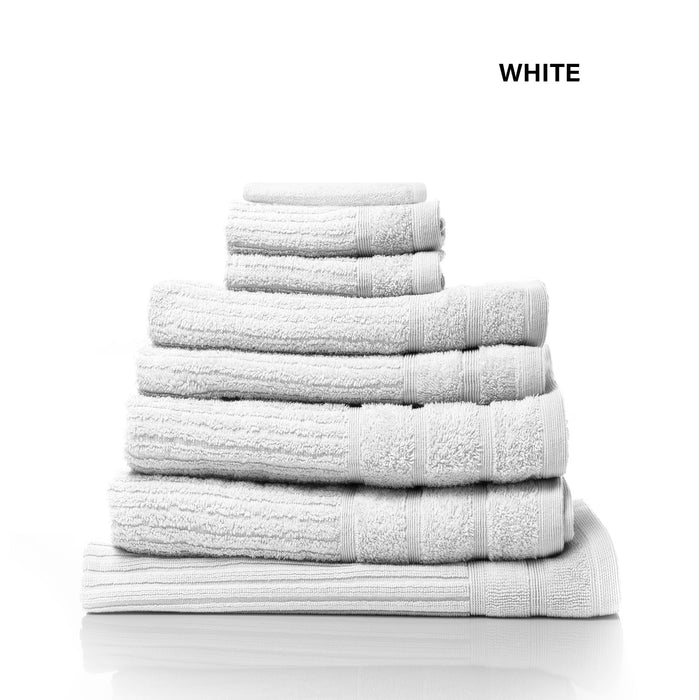 Royal Comfort Eden Egyptian Cotton 600GSM 8 Piece Luxury Bath Towels Set 8 Piece White