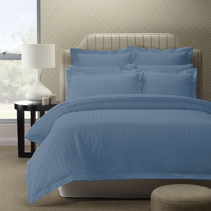 Royal Comfort 1200TC Quilt Cover Set Damask Cotton Blend Luxury Sateen Bedding King Blue Fog