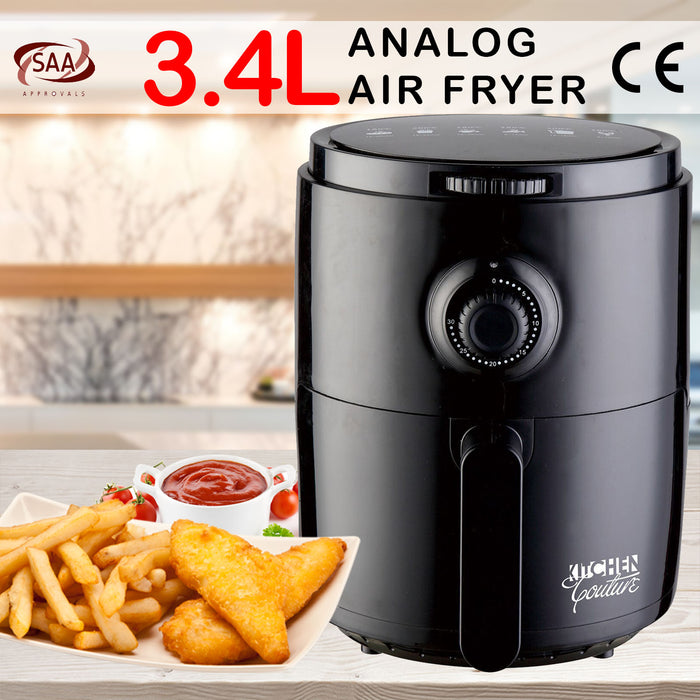 Kitchen Couture Air Fryer Healthy Food No Oil Cooking Recipe 3.4L Capacity Black 3.4 Litre Black