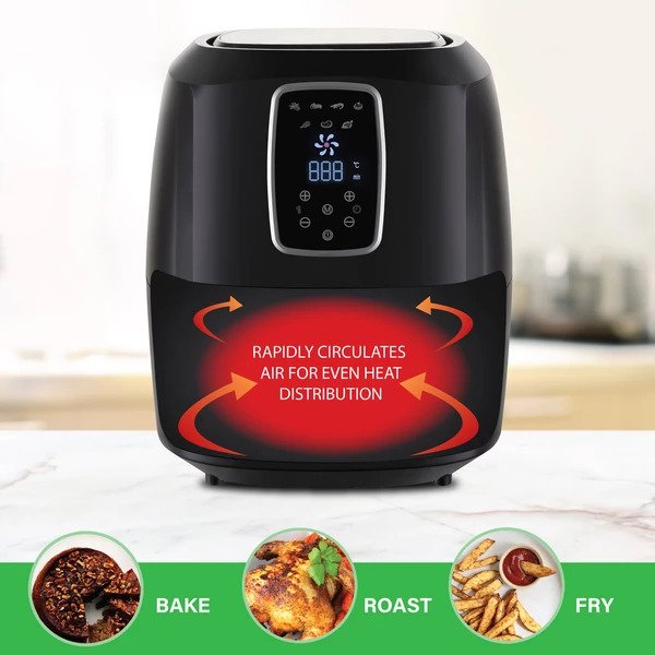 Digital Air Fryer 7L Black LED Display Kitchen Couture Healthy Oil Free Cooking  Black