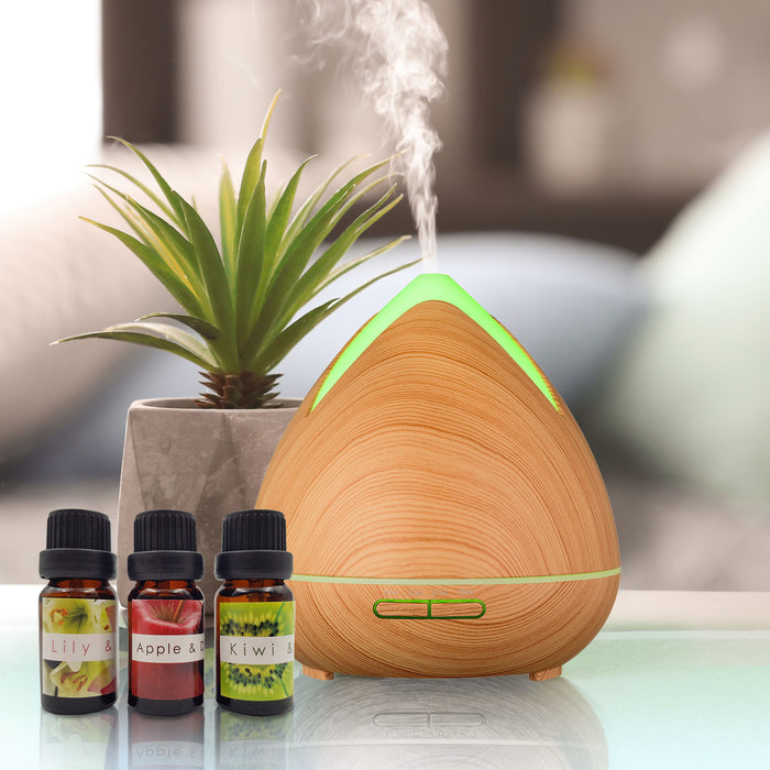 Essential Oils Ultrasonic Aromatherapy Diffuser Air Humidifier Purify 400ML  Light Wood