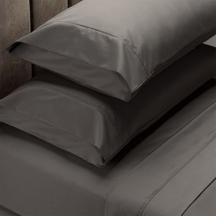 Renee Taylor 1500 Thread Count Pure Soft Cotton Blend Flat & Fitted Sheet Set King Dusk Grey