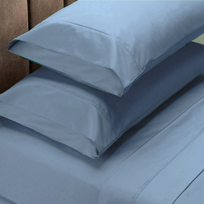 Renee Taylor 1500 Thread Count Pure Soft Cotton Blend Flat & Fitted Sheet Set King Indigo