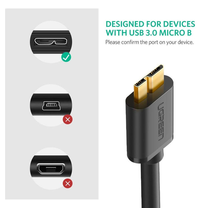 UGREEN USB 3.0 A Male to Micro USB 3.0 Male Cable - Black 1M (10841)