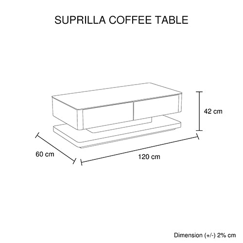 Stylish Coffee Table High Gloss Finish Shiny White Colour with 4 Drawers Storage