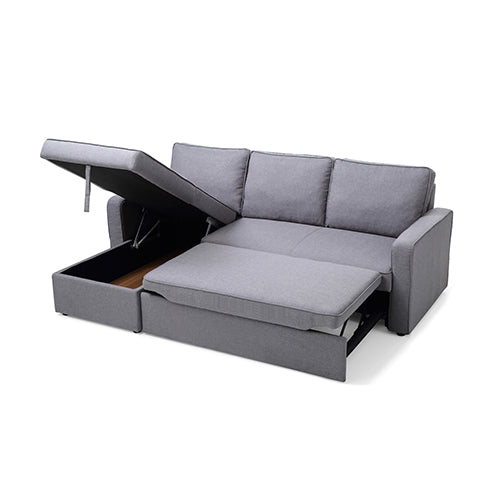 3 Seater Sofa Bed with pull Out Storage Corner Chaise Lounge Set in Grey