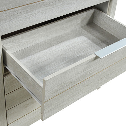 Tallboy with 5 Storage Drawers Natural Wood like MDF in White Ash Colour