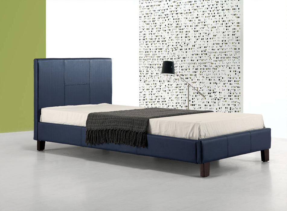 Single PU Leather Bed Frame Blue