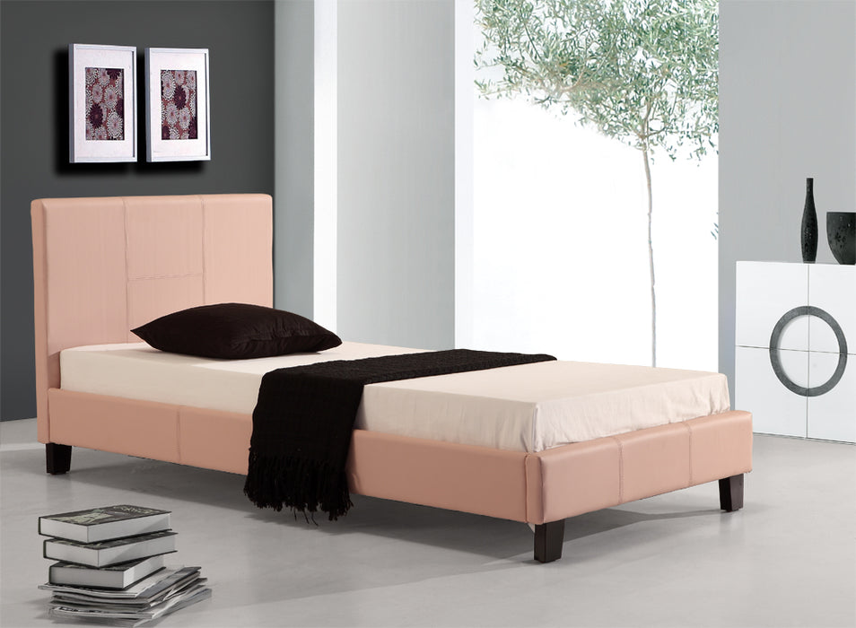 Single PU Leather Bed Frame Pink