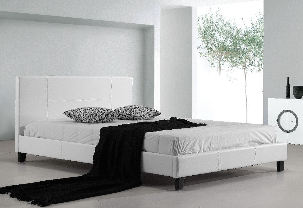 Double PU Leather Bed Frame White