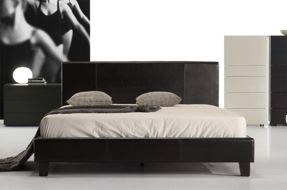 Double PU Leather Bed Frame Black