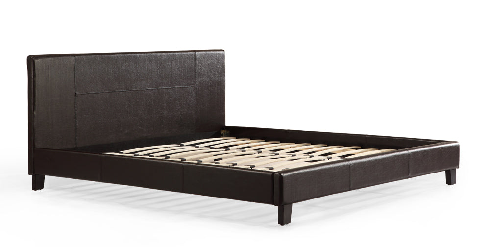 King PU Leather Bed Frame Brown